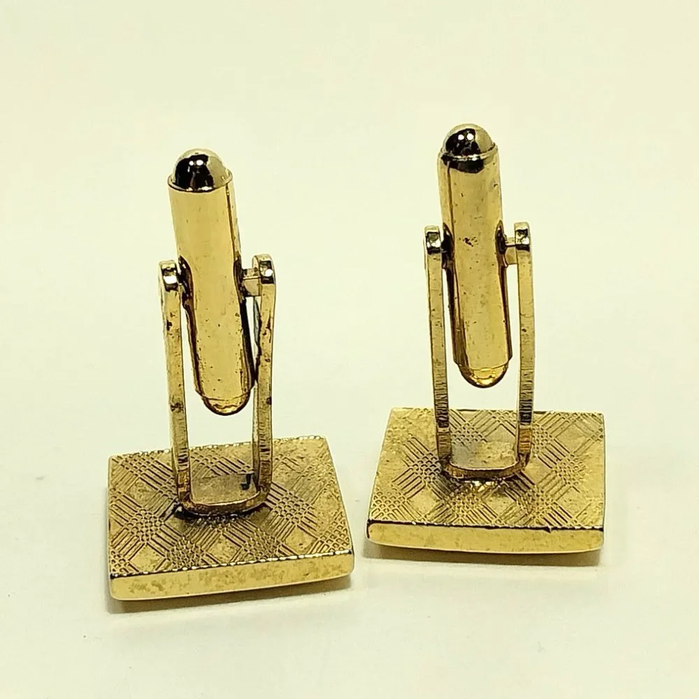 Vintage Black And Gold Tone Cufflinks CLASSIC Men's Formal Wear Accessory #1289